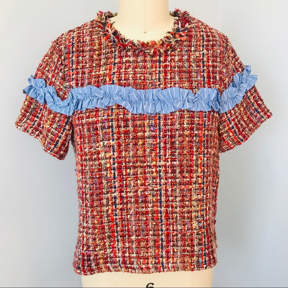 Zara Multi-Color Tweed Top